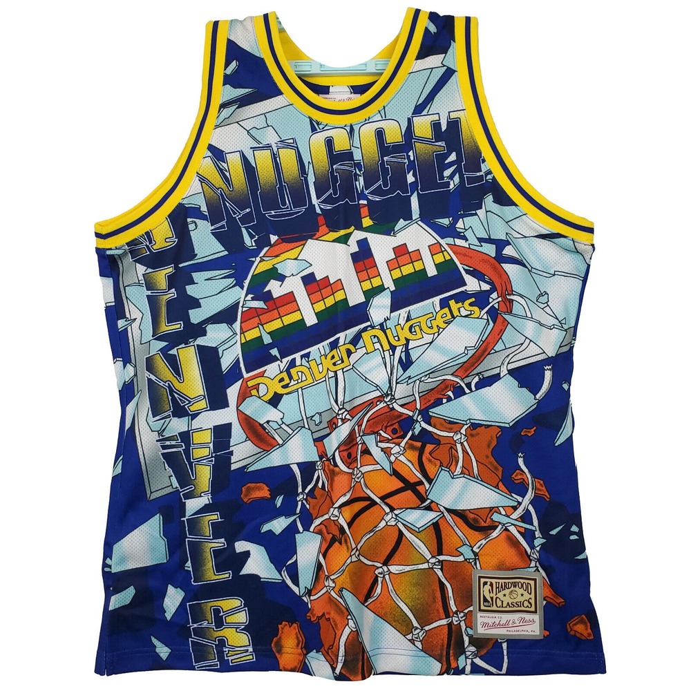 Denver Nuggets Mitchell & Ness NBA Large Jersey Shattered Glass Art Blue Newโ